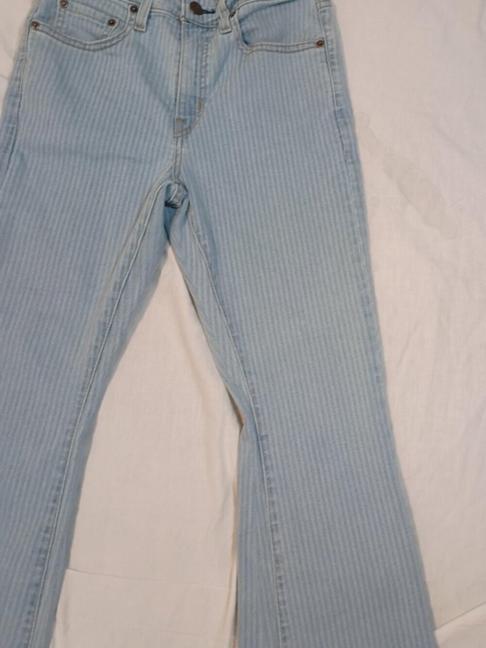 Levi's/Jeans/Womens 27/Light Wash/726 High Rise Flare Vertical Stripe Y2K Denim - Picture 6 of 8